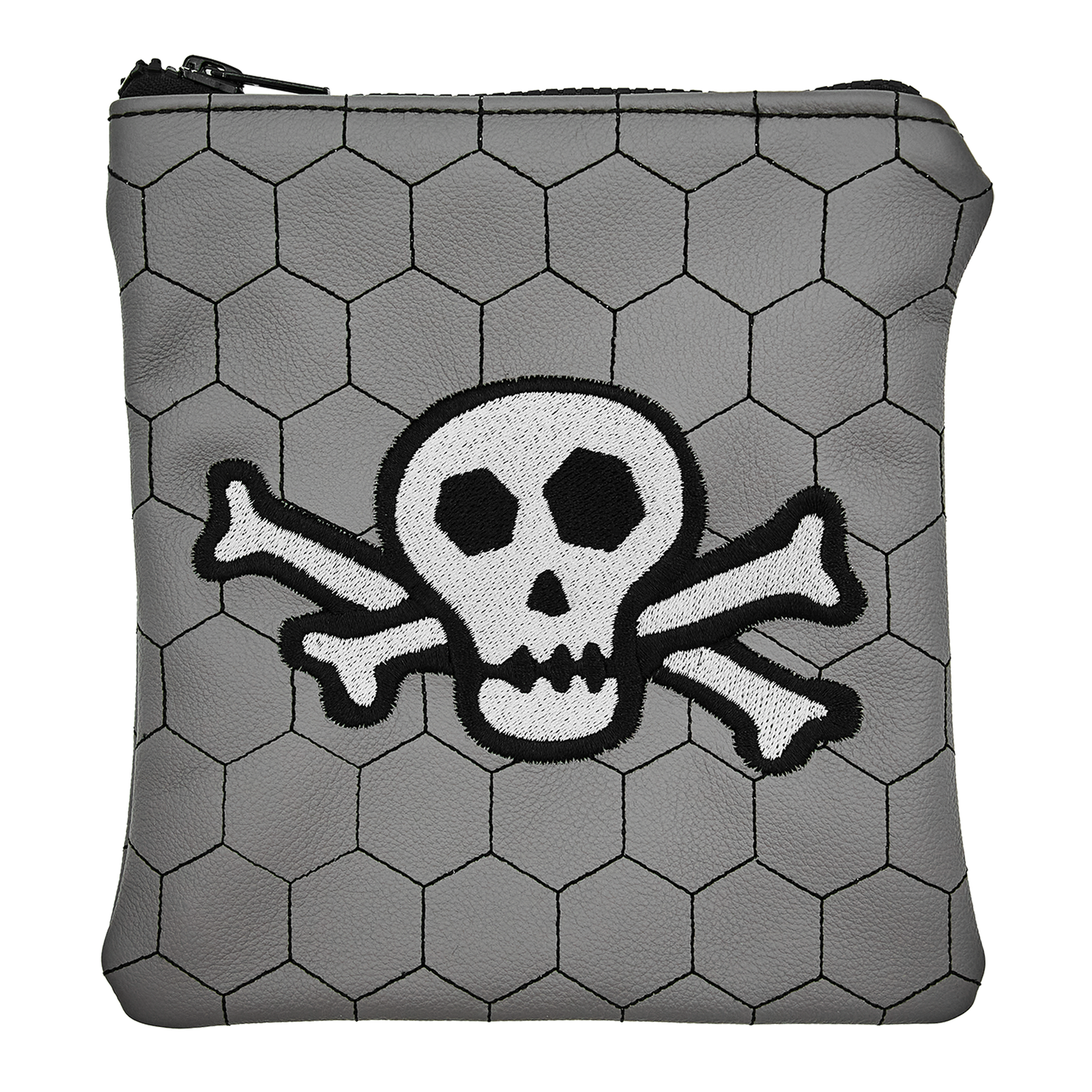 GRAY SKULL & BONES VALUABLES POUCH