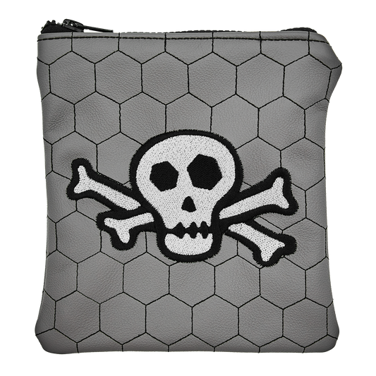 GRAY SKULL & BONES VALUABLES POUCH